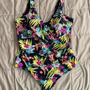 Caribbean Sand Floral Bathing Suit, 22W